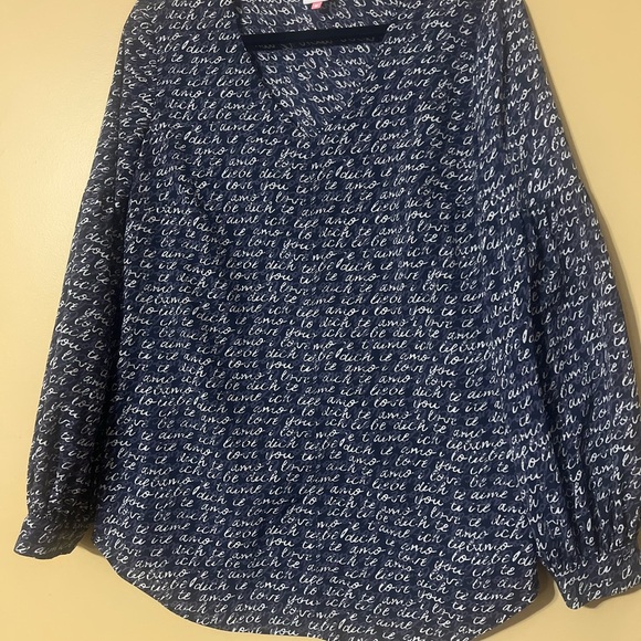 CAbi Blue Notched Collar Buttoned Blouse - Picture 1 of 10